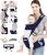 Azeekoom Mochila Portabebés Ergonómica con Asiento de Cadera, Correa de fijación, Baberos, Correa para el Hombro, Capucha para la Cabeza para Niños Pequeños Recién Nacidos 3 a 48 Meses (Azul oscuro)